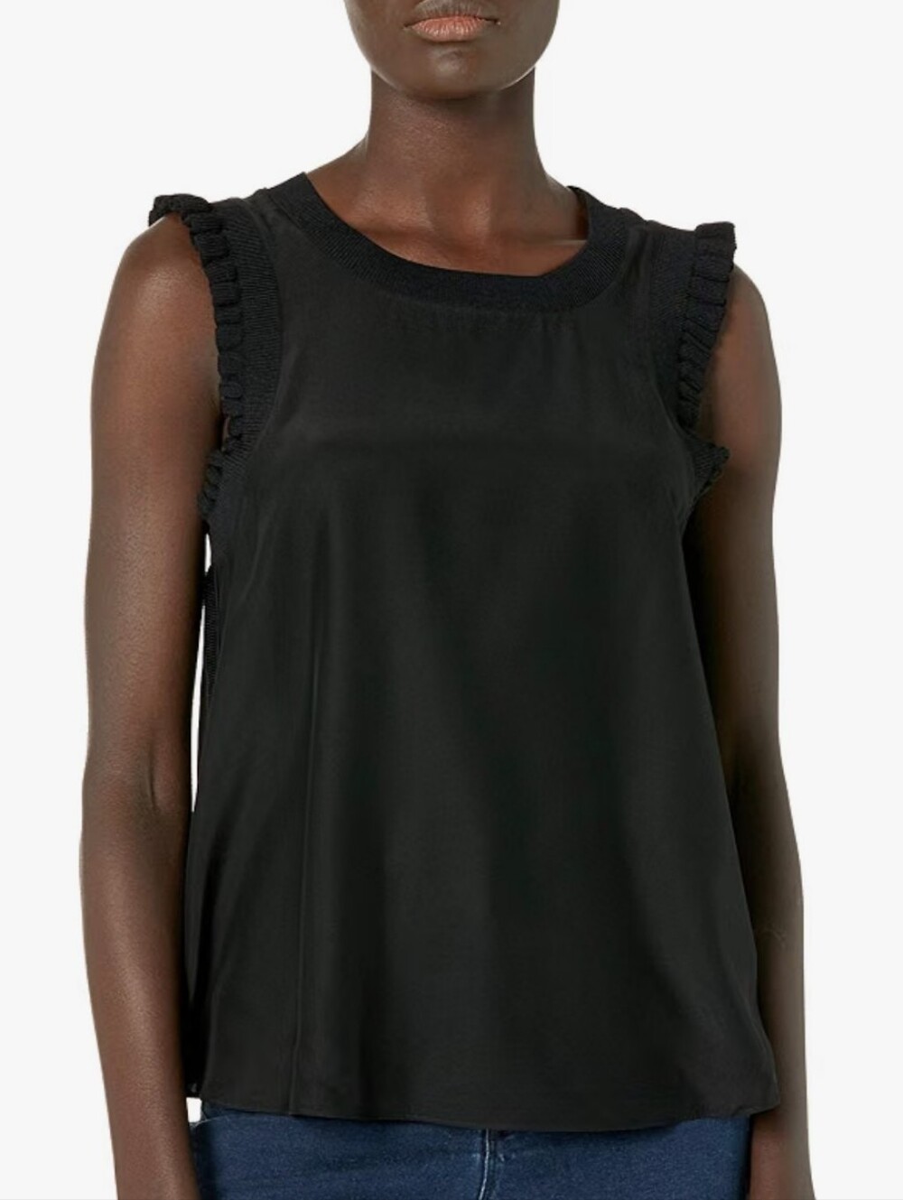 Cinq à Sept Black Ruffle Sleeve Lenore Silk Top Size XS Chest 18"
